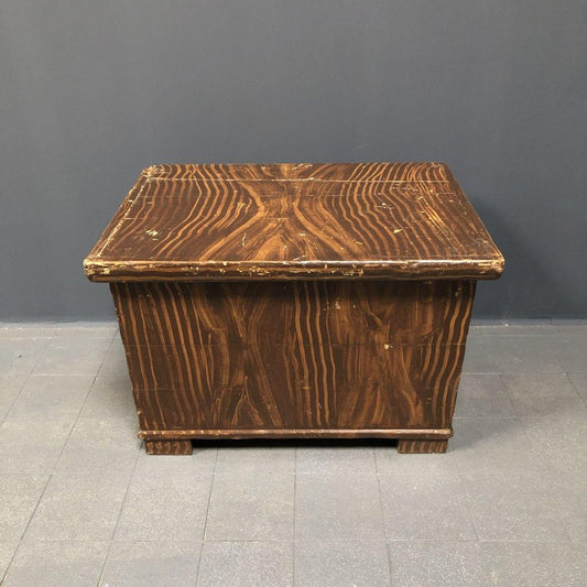 Antique Folk Art Chest with Stripe Motif