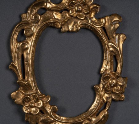 Antique Frame in Gilded Wood with Flower Decoration-QKG-1738417