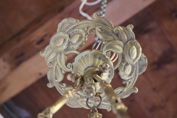 Antique French Art Nouveau Bronze Hanging Light from Verrerie Dart Degué, 1920-WIP-2041862