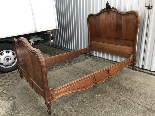 Antique French Bed Rocaille in Oak, 1900s-WQQ-1256386