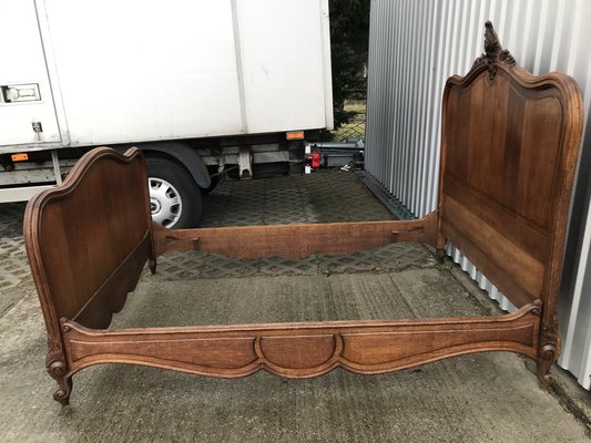 Antique French Bed Rocaille in Oak, 1900s-WQQ-1256386