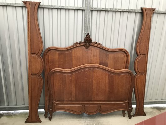 Antique French Bed Rocaille in Oak, 1900s-WQQ-1256386