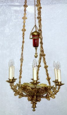 Antique French Brass Church Chandelier, 1920-NGU-1777120