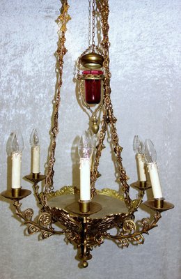 Antique French Brass Church Chandelier, 1920-NGU-1777120