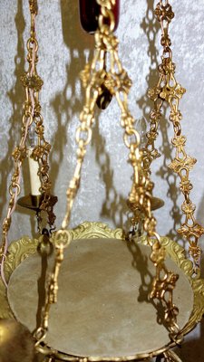 Antique French Brass Church Chandelier, 1920-NGU-1777120