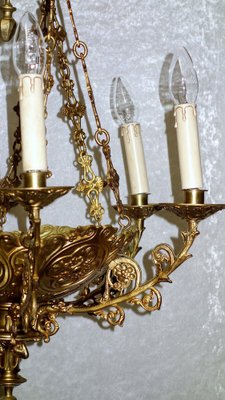 Antique French Brass Church Chandelier, 1920-NGU-1777120