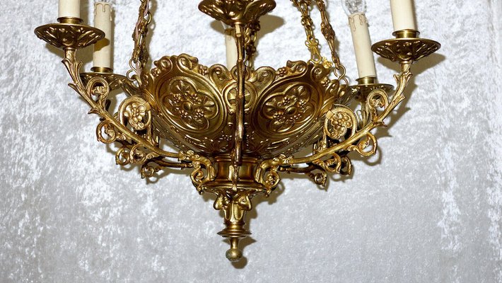 Antique French Brass Church Chandelier, 1920-NGU-1777120