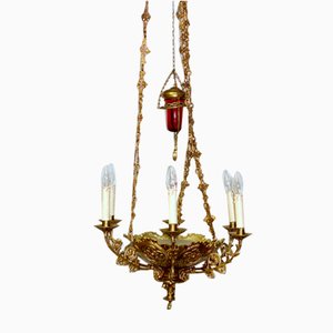 Antique French Brass Church Chandelier, 1920-NGU-1777120