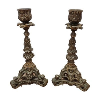 Antique French Bronze Candlesticks, Early 20th Century, Set of 2-VHW-2040601