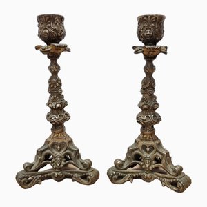 Antique French Bronze Candlesticks, Early 20th Century, Set of 2-VHW-2040601