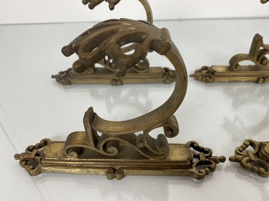 Antique French Bronze Coat Hooks, 1900s, Set of 4-WZZ-1047912