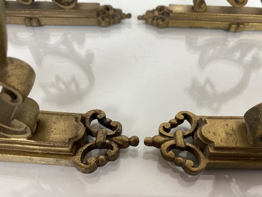 Antique French Bronze Coat Hooks, 1900s, Set of 4-WZZ-1047912