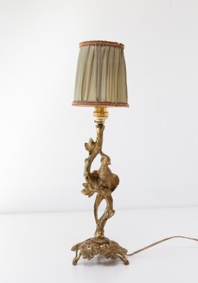 Antique French Bronze Table Lamp with Bird, 1930s-JWI-2019807