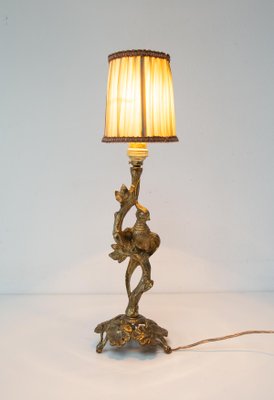 Antique French Bronze Table Lamp with Bird, 1930s-JWI-2019807