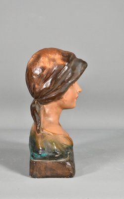 Antique French Bust of Young Girl in Plaster, 1910s-CTD-1793016