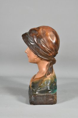 Antique French Bust of Young Girl in Plaster, 1910s-CTD-1793016