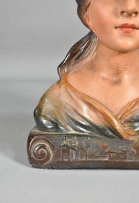 Antique French Bust of Young Girl in Plaster, 1910s-CTD-1793016