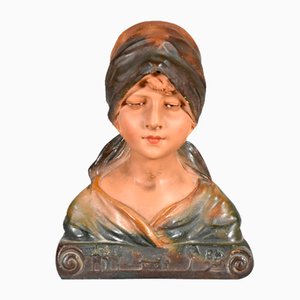 Antique French Bust of Young Girl in Plaster, 1910s-CTD-1793016