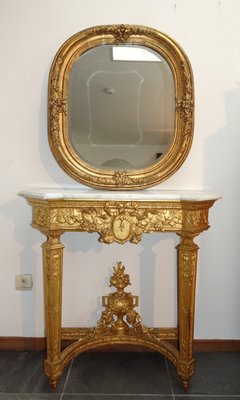 Antique French Carved and Gilded Wooden Wall Mirror, 1920s-AWL-2016652