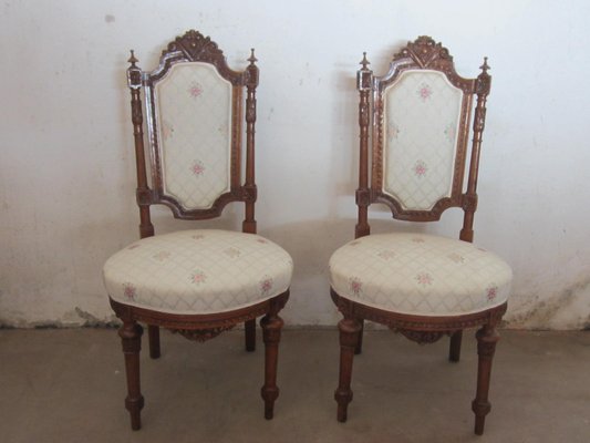 Antique French Carved Walnut Dining Chairs, Set of 2-CDG-595330