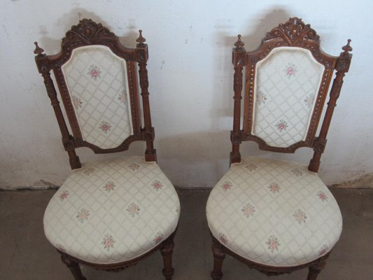 Antique French Carved Walnut Dining Chairs, Set of 2-CDG-595330