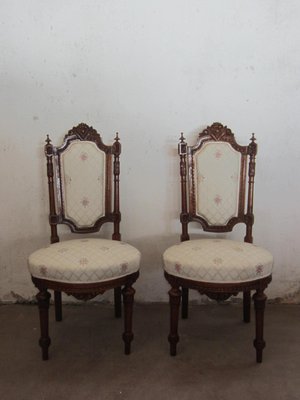 Antique French Carved Walnut Dining Chairs, Set of 2-CDG-595330