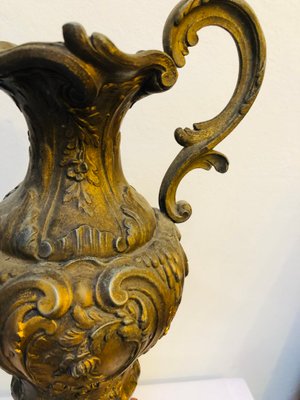 Antique French Cast Bronze and Marble Base Amphora, 1920s-RZY-1110996