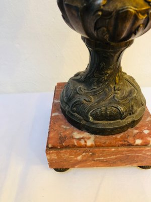 Antique French Cast Bronze and Marble Base Amphora, 1920s-RZY-1110996