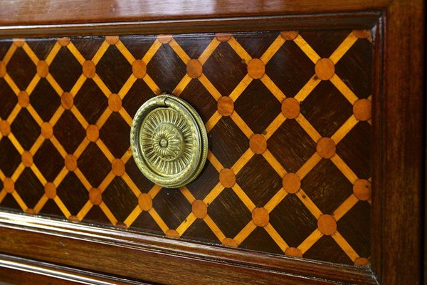 Antique French Chest of Drawers in Mahogany with Marquetry Works, 1870-TQA-1419285