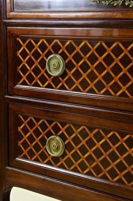 Antique French Chest of Drawers in Mahogany with Marquetry Works, 1870-TQA-1419285