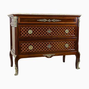 Antique French Chest of Drawers in Mahogany with Marquetry Works, 1870-TQA-1419285