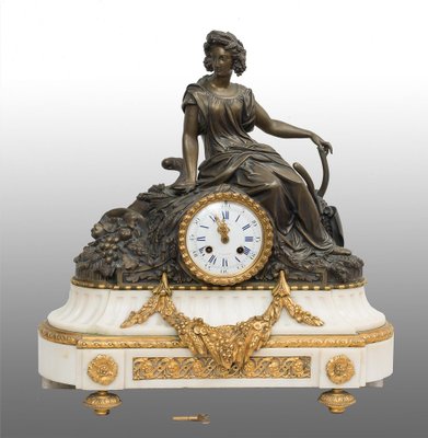 Antique French Clock in Bronze and Marble, 19th Century-KKK-1821641