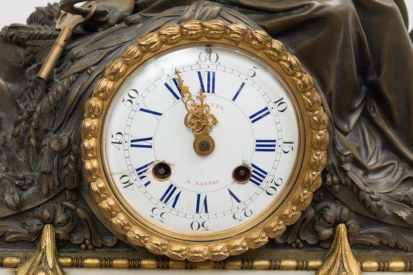 Antique French Clock in Bronze and Marble, 19th Century-KKK-1821641