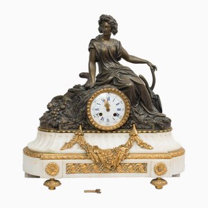 Antique French Clock in Bronze and Marble, 19th Century-KKK-1821641