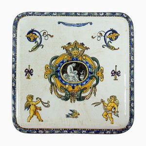 Antique French Coaster in Porcelain from Gien-RIU-1346162