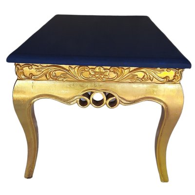 Antique French Coffee Table in Gilt Gold and Painted in Blue-TCS-1241046