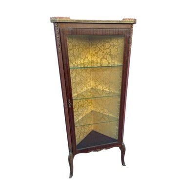 Antique French Corner Display Cabinet with Bronce Edges-TCS-1799007