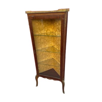 Antique French Corner Display Cabinet with Bronce Edges-TCS-1799007