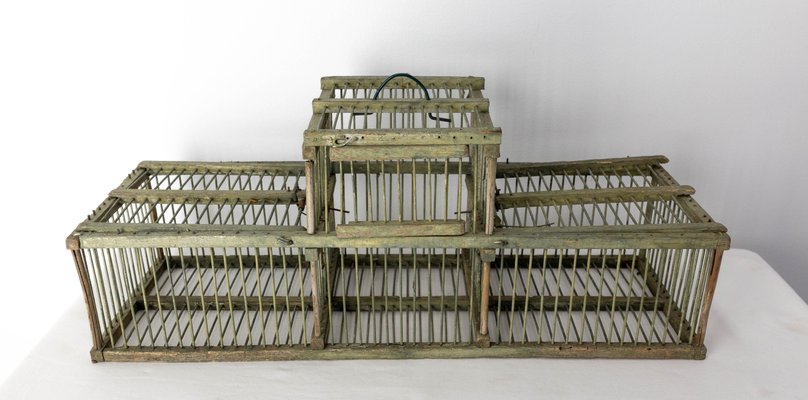 Antique French Country Beech & Iron Bird Cage, 1890s-RIU-1433123