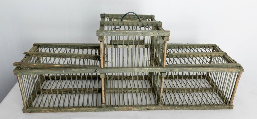 Antique French Country Beech & Iron Bird Cage, 1890s-RIU-1433123