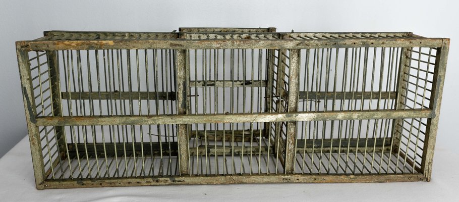 Antique French Country Beech & Iron Bird Cage, 1890s-RIU-1433123