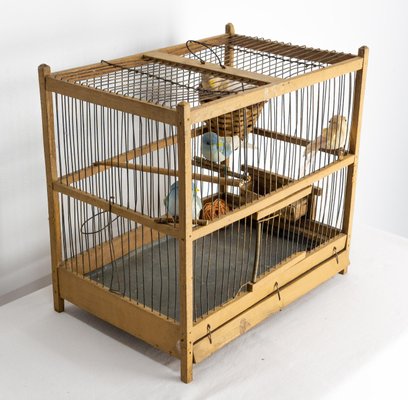 Antique French Country Poplar & Iron Bird Cage, 1900-RIU-1433131