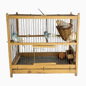 Antique French Country Poplar & Iron Bird Cage, 1900-RIU-1433131