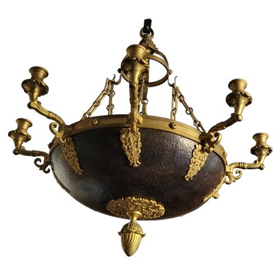 Antique French Empire Ceiling Lamp in Gilded Bronze, 1800s-TCS-1442231