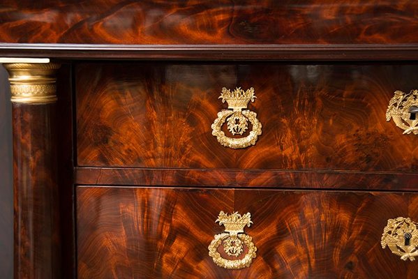 Antique French Empire Chest of Drawers in Mahogany with Belgium Black Marble Top, 1800s-KKK-1398813