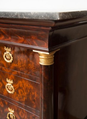 Antique French Empire Chest of Drawers in Mahogany with Belgium Black Marble Top, 1800s-KKK-1398813