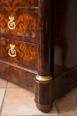 Antique French Empire Chest of Drawers in Mahogany with Belgium Black Marble Top, 1800s-KKK-1398813