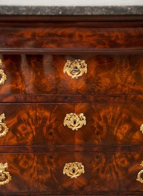 Antique French Empire Chest of Drawers in Mahogany with Belgium Black Marble Top, 1800s-KKK-1398813