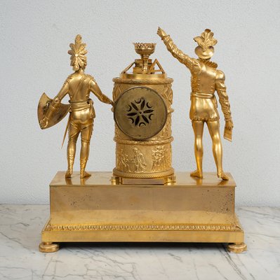 Antique French Empire Clock in Finely Chiseled Golden Bronze, 19th Century-KKK-1447016