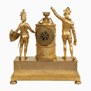 Antique French Empire Clock in Finely Chiseled Golden Bronze, 19th Century-KKK-1447016